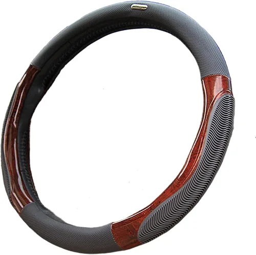 Vista 13 de Moyishi Funda de cuero superior para volante, ajuste universal, suave y transpirable, color negro