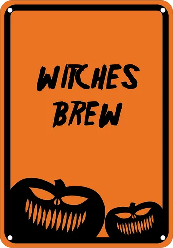 Vista 8 de Letrero de aluminio reflectante de Halloween "Witches Brew" 7" x 10" (HW-1364-RA)