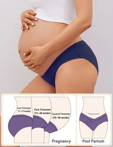 Vista 4 de Molasus Ropa interior de maternidad cruzada de algodón debajo de la protuberancia de embarazo Bikinis Bragas