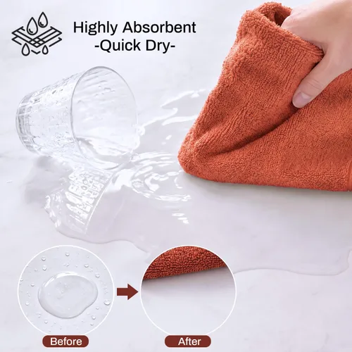 Vista 3 de Cleanbear Paquete de 8 paños de algodón suave, toallas de otoño rojo Rojo ladrillo