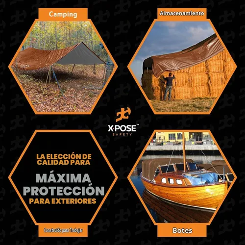 Vista 2 de Xpose Safety Lona ultra resistente de 5 x 7 pies, lonas impermeables de 20 mil para camping, aventuras al aire libre y cubierta de tienda