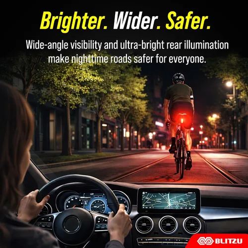 Vista 5 de BLITZU Paquete de 2 luces traseras de bicicleta recargables USB-C, accesorios brillantes para bicicleta trasera de ciclismo, accesorios