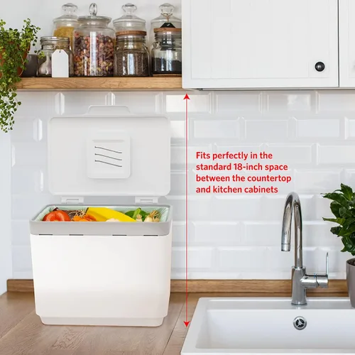 Vista 7 de GLAD Contenedor de abono para cocina, 1.5 galones, recipiente de plástico con cesta interior extraíble, soporte de almacenamiento de bolsas
