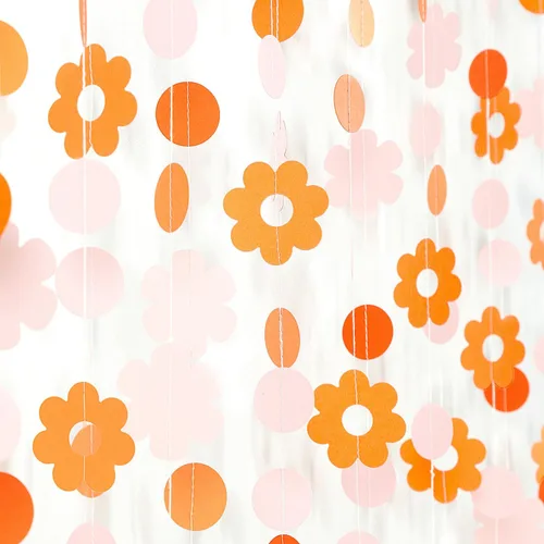 Vista 17 de Guirnalda de Corazón Beige-Naranja Melocotón para Fiesta de Otoño - 11.9M Decoraciones de Otoño Acción de Gracias Cumpleaños Boho Banderines