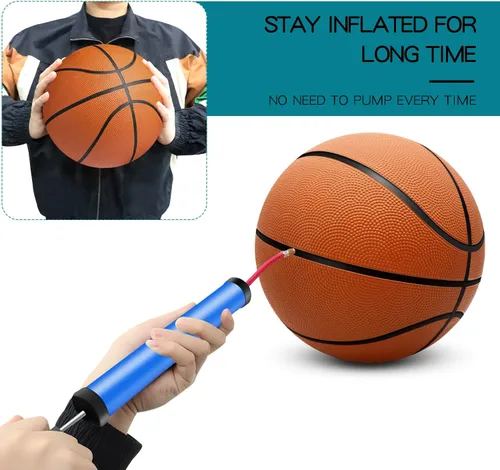Vista 4 de Paquete de 6 pelotas de baloncesto inflables de tamaño oficial 7 (29.5") con bomba para hombres y mujeres para exteriores, interiores