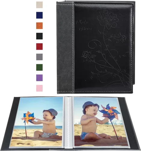 Vista 13 de Artmag Álbum de fotos de 5 x 7 pulgadas, con bolsillos transparentes para páginas transparentes, cubierta de piel, libro deslizante para álbum