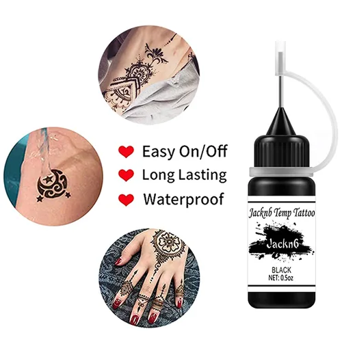 Vista 3 de Kit de tatuaje temporal, tatuaje semipermanente de gel Jagua a mano alzada, tatuajes de temperatura para mujeres, niños y hombres, pintura de arte