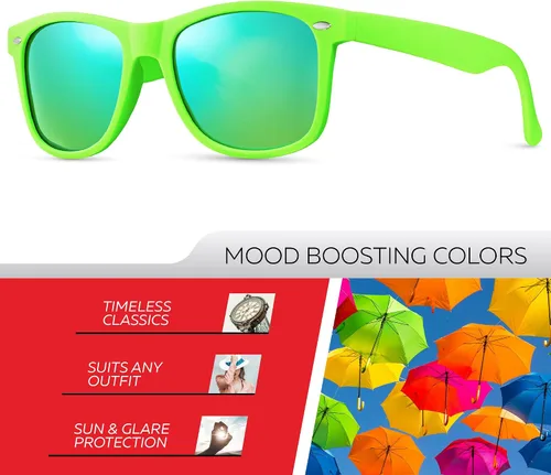 Vista 2 de Retro Rewind - Gafas de sol polarizadas para hombre y mujer, protección UV, gafas de sol clásicas