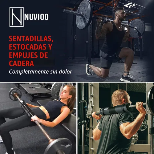 Vista 5 de Almohadilla para sentadillas para estocadas y sentadillas, almohadilla de empuje de cadera para barras estándar y olímpicas, proporciona Negro