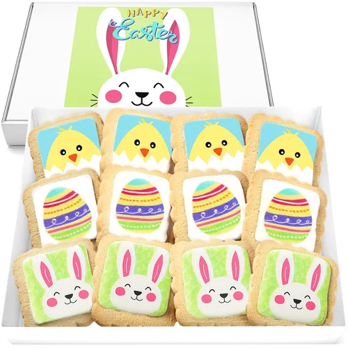 Vista 7 de Paquete de 12 cestas de regalo de galletas de feliz cumpleaños, envueltas individualmente para niños, hombres y mujeres, caja de regalo decorada
