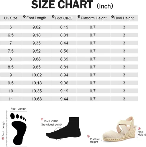 Vista 6 de mysoft Women's Closed Toe Crisscross Elastic Ankle Strap Platform Espadrille Wedge Sandals