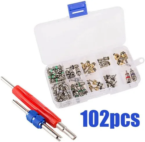 Vista 7 de Kit de núcleo de válvula de aire acondicionado para automóvil, aire acondicionado, R12, R134a, válvula de neumático de refrigeración, herramienta