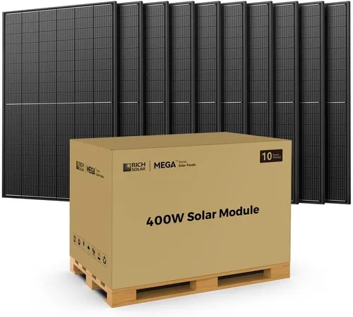 Vista 9 de RICH SOLAR Kit de panel solar de 3200 W, panel solar monocristalino de 400 vatios y 24 voltios fuera de la red para caravana, cobertizo marino, casa