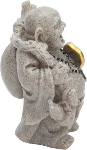 Vista 9 de Cyrank Estatua de Buda riendo, 3.1 pulgadas de resina de Buda feliz estatua de risa Feng Shui Buda escultura decoración para escritorio en casa