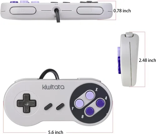 Vista 7 de KIWITATA 2 controladores USB clásicos SNES para juegos de PC, retro SNES con cable USB emulador controlador para Windows XP 7 8 11 Mac Raspberry Pi