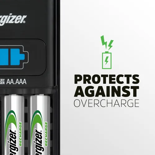 Vista 7 de Energizer CH1HRWB-4 - Cargador de pilas AA/AAA con 4 pilas AA NiMH recargables (carga pilas AA o AAA en 1 hora o menos)