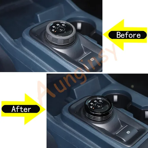 Vista 5 de Cubierta de anillo de botón de palanca de cambios de automóvil compatible con Ford Maverick 2022-2024, cubierta de anillo para palanca de cambios