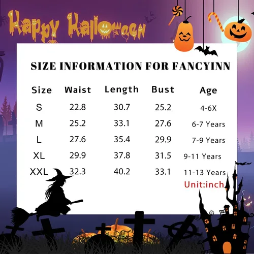 Vista 7 de FANCYINN Halloween Witch Costume for Girl Black Gauze Crazy Cosplay Costume Pretend Play Dress Up Deluxe Set with Hat 2-13T