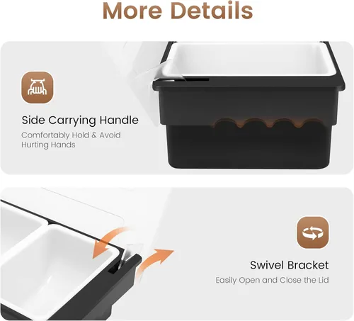 Vista 5 de Dispensador de condimentos de 5 compartimentos, bandeja de comida refrigerada, barra de ensalada, plástico transparente, fácil de limpiar, adecuado