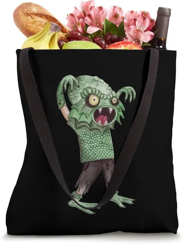 Vista 4 de Spooky Fish Boy - Bolsa de mano con diseño de truco o trato de Halloween Blanco 16 pulgadas
