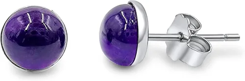 Vista 52 de Pendientes naturales de 0.236 in con chapado en oro blanco sobre plata de ley, bisel cabujón de piedras preciosas regalo de joyería para ella
