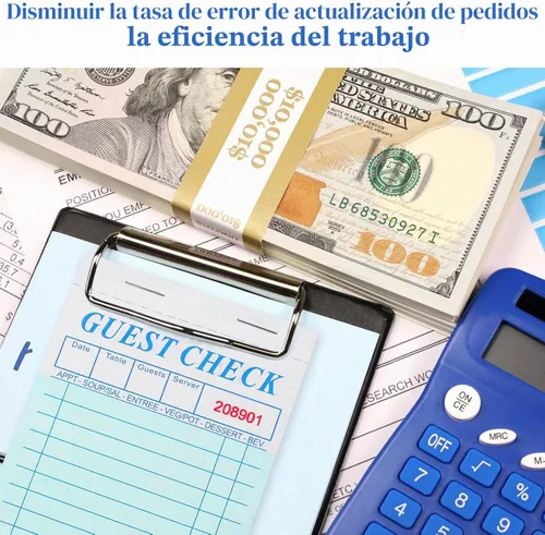 Vista 5 de 4 paquetes de talonarios de servidor, libros de cheques de invitados de doble parte para camareros, bloc de notas de camarera para pedidos de comida