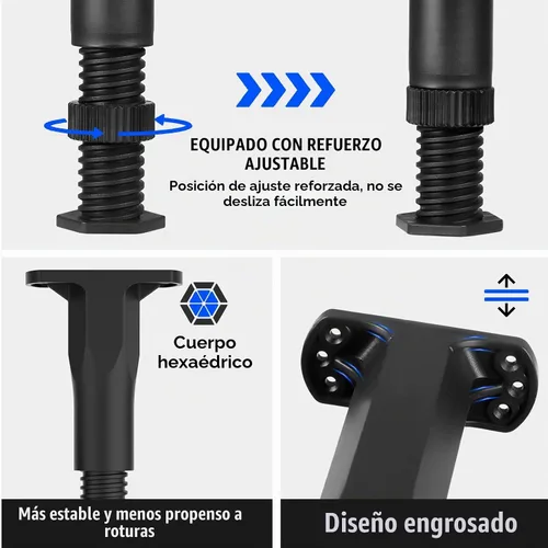 Vista 3 de Patas de soporte de cama ajustables, soporte central telescópico de 5.1 a 8.6 pulgadas