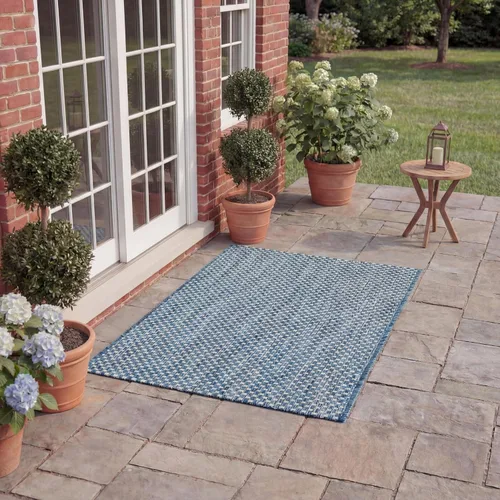 Vista 42 de SAFAVIEH Alfombra Lavable para Exteriores Colección Courtyard - 2'3" x 5', Azul Aqua y Gris, No Desprende Pelusa y Fácil Limpieza, Ideal para Patio
