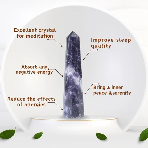 Vista 3 de Obelisco de lepidolita Jet de 3 pulgadas aprox. Jumbo A+ Top Energizado Limpiado Cargado Ágata Auténtica Piedra Preciosa Auténtica Cristal Genuino