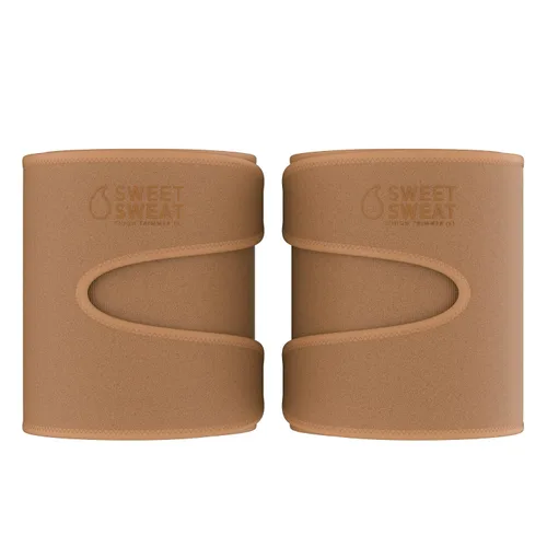 Vista 5 de Sports Research - Recortadores de muslo tonificados Sweet Sweat para hombres y mujeres Aumenta el calor y el sudor en los muslos (arcilla, pequeño)
