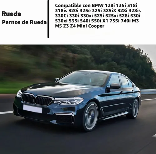 Vista 2 de M12 x 0.059 in Juego de pernos y tuerca de bloqueo de rueda para BMW 328i 525i 525xi 528i M3 M5 36136786419