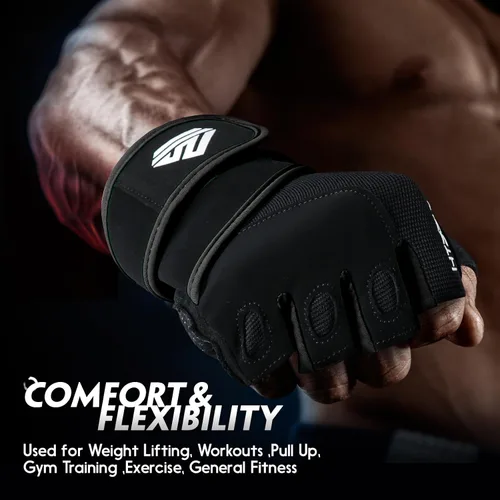Vista 4 de Guantes de Entrenamiento Guantes de Gimnasio Guantes de Levantamiento de Pesas para Hombres y Mujeres con Almohadilla Completa en la Palma, Soporte