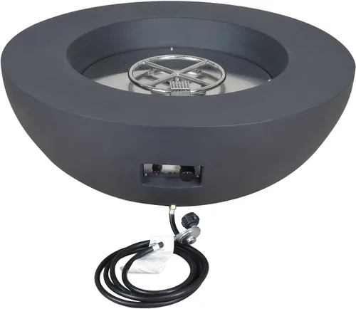 Vista 3 de Elementi Fog101DG-NG - Fogata circular de gas natural de 42 pulgadas con encendido automático, llama limpia, manguera de 10 pulgadas, rocas de lava