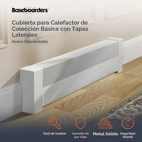 Vista 2 de Baseboarders Basic Series Cubierta Deslizable para Calentador de Zócalo de Acero Galvanizado de 3 pies (36 pulgadas) + Tapas Terminales Izquierda