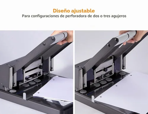 Vista 2 de Bostitch 03200 Xtreme Duty - Perforadora de 2 a 3 agujeros, capacidad para 160 hojas, color negro y plateado