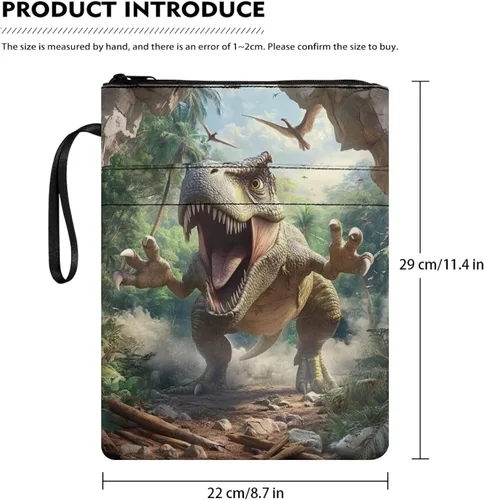 Vista 7 de doginthehole Fundas de libro de dinosaurio 3D para libro de bolsillo reutilizable, protector de libro de texto para niños y estudiantes, portadas