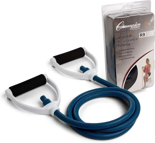 Vista 3 de Champion Sports Bandas de tubo de resistencia para hombres y mujeres, banda elástica duradera para entrenamiento de fuerza, estiramiento