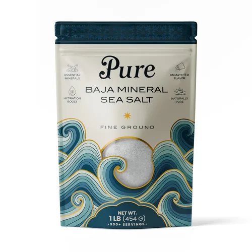 Vista 8 de Sal marina mineral pura de Baja, molida fina, 0.6 lb. 100% orgánica, sin refinar, rica en minerales, baja en sodio, para cocinar, finalizar