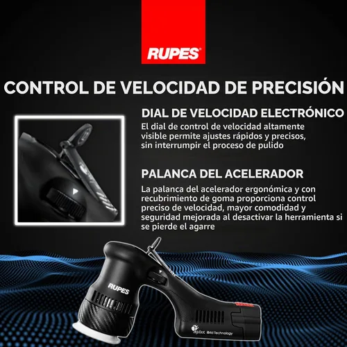 Vista 6 de RUPES BigFoot HLR75 Mini iBrid BETA - Kit de pulido Includes 2 Batteries, Charger, D-A Coarse & Fine Foam Pads & Compounds, Coarse & Medium Wool