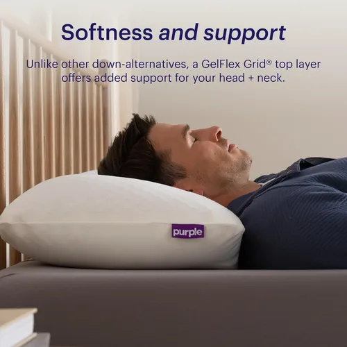 Vista 4 de Purple Almohada GridCloud, tamaño estándar, almohada de cuello de felpa