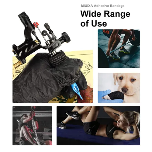 Vista 6 de Cinta de agarre para tatuaje, 12 unidades, diseño de ametralladora Tattoo Grip Cover Self Adhesive Vendaje Wrap Elastic Tattoo Supplies