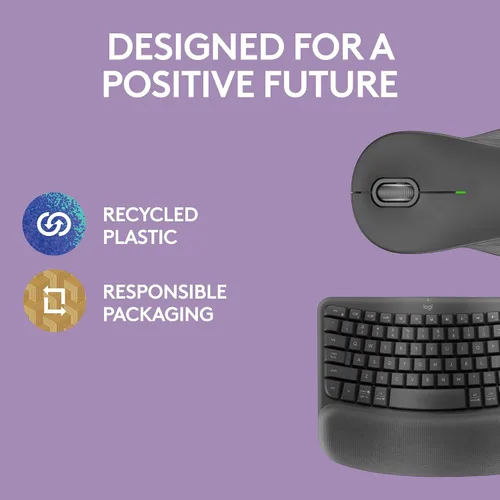 Vista 9 de Logitech Wave Keys MK670 Wireless Ergonomic Keyboard Mouse Combo - Graphite Grafito
