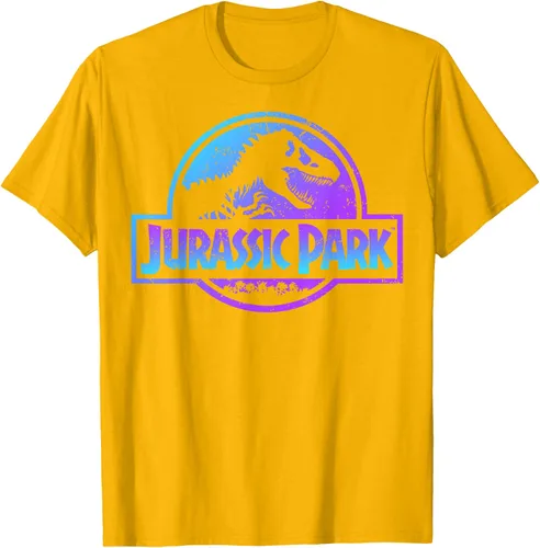 Vista 58 de Jurassic Park Camiseta de manga corta con logotipo Fossil azul y morado Negro