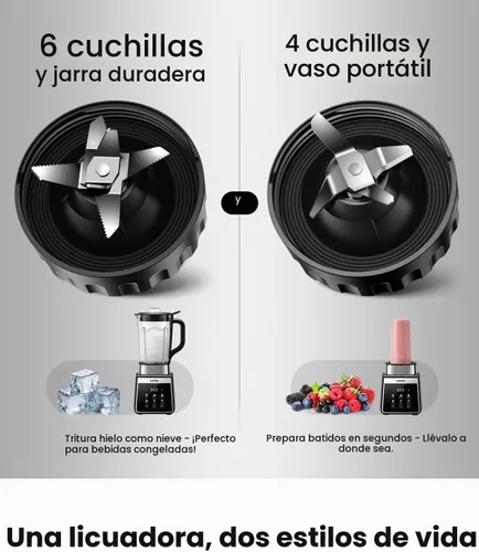 Vista 6 de GDOR Blender, Smoothie Blender 1300W Auto-Program Crush Ice