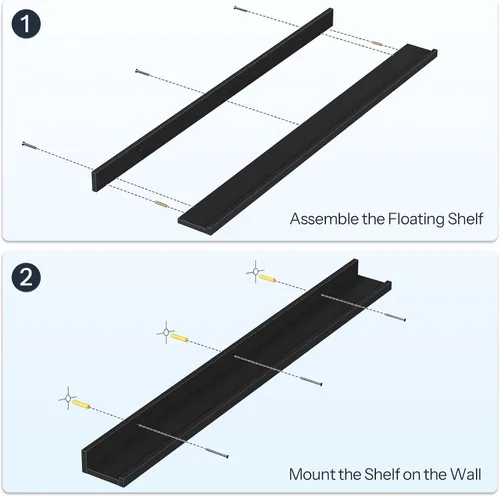 Vista 7 de HOOBRO - Estantes flotantes, juego de 3, estante colgante de 35.4 pulgadas con borde elevado y soportes invisibles, para baño, dormitorio, cocina