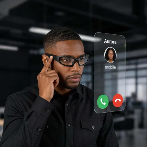 Vista 7 de Gafas de seguridad inteligentes Bluetooth para el trabajo, gafas de seguridad de audio con altavoz Bluetooth para hombres y mujeres, micrófono