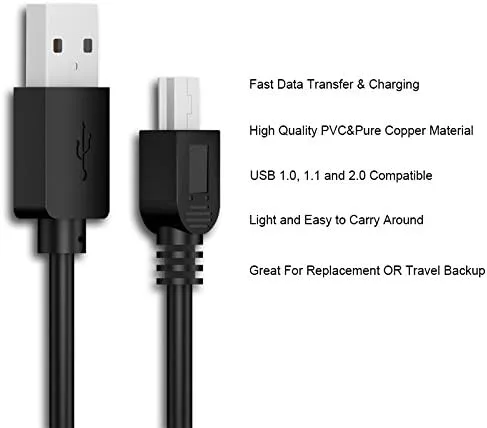 Vista 4 de MaxLLTo Cable de repuesto USB 2.0 de 3 pies para transferencia y cargador 2 en 1 para Canon Elura Series Canon ELURA 40MC, Elura 50, Elura 60, Elura