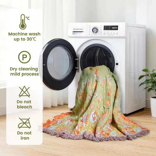 Vista 75 de MSGKV - Manta bohemia/primaveral de algodón para sofá y sala de estar, de gasa acogedora, de 50 x 60 pulgadas 50"x60" Cotton Throw, Woven Bird
