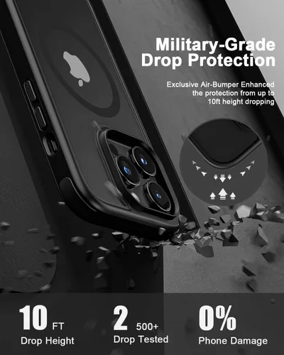 Vista 3 de Mobnano Funda para iPhone 13 Pro, compatible con MagSafe, funda transparente con anillo magnético, diseño multicolor protector a prueba de golpes