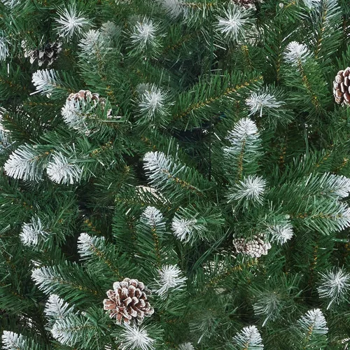Vista 4 de Árbol de Navidad artificial flocado de nieve de 4 pies y 6 pulgadas Flocado blanco con piñas (forma de lápiz)
